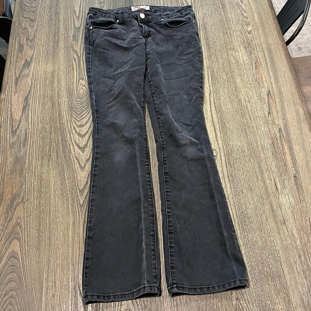 L.e.i. Junior Ashley Slim Bootcut Jeans Low Rise Denim Cotton Blend Black Size 9